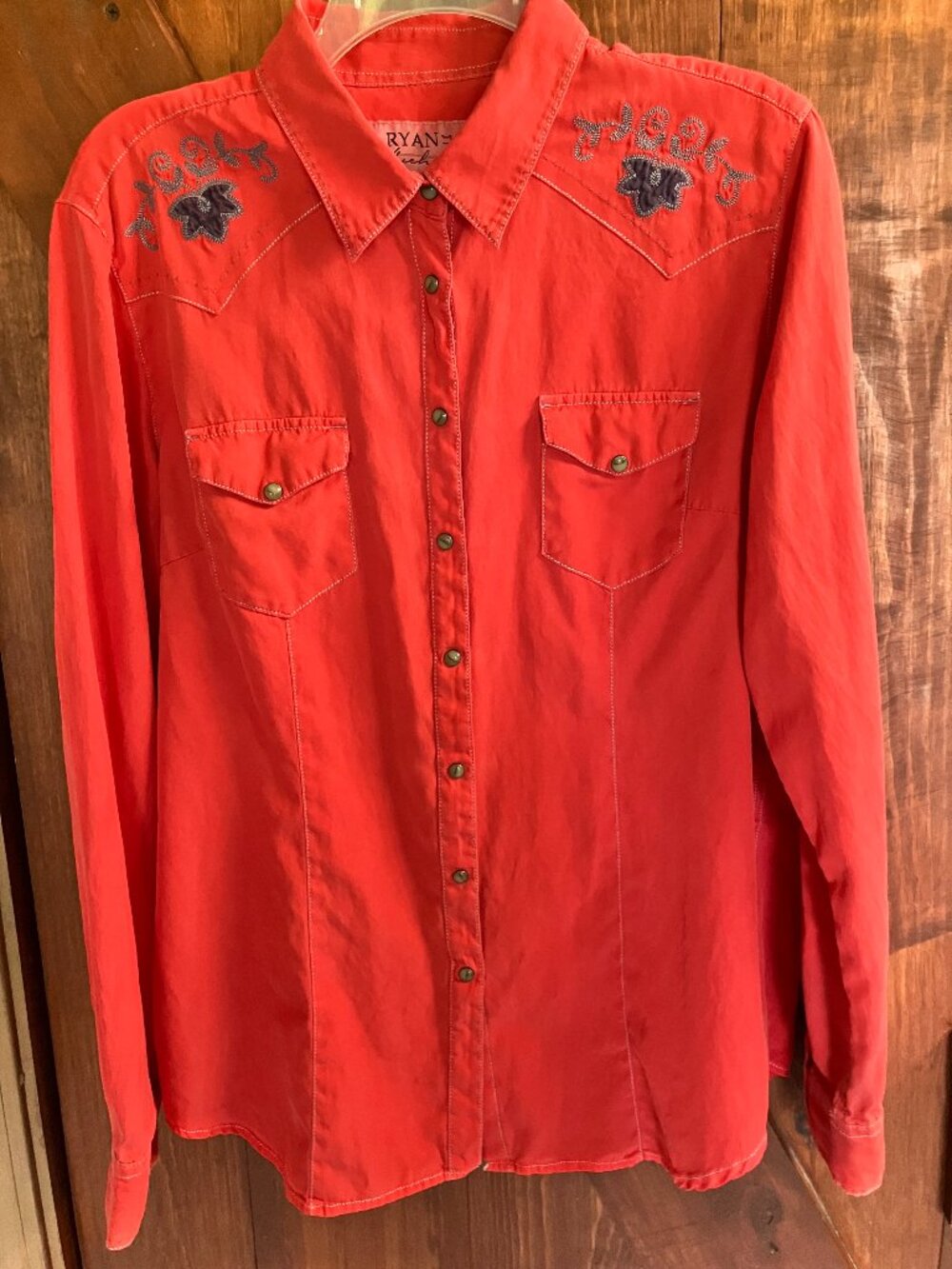 Ryan Michael Silk Blend Red Western Shirt XL - Picture 2 of 13